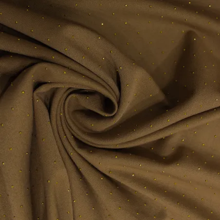 Poliviscosa con strass colore cammello| Tessuto tailleur donna