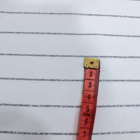 Tessuto cady tecnico bianco gessato lurex | Tessuti Deadstock