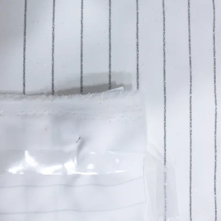 Tessuto cady tecnico bianco gessato lurex | Tessuti Deadstock
