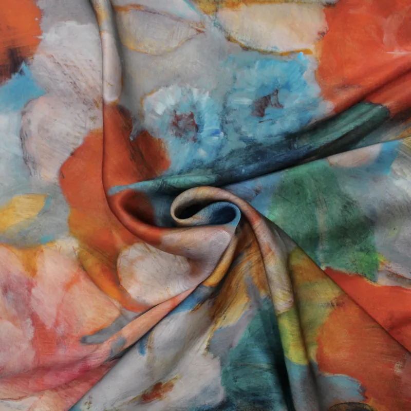 Tessuto seta fantasia floreale multicolor - Tessuti Pregiati