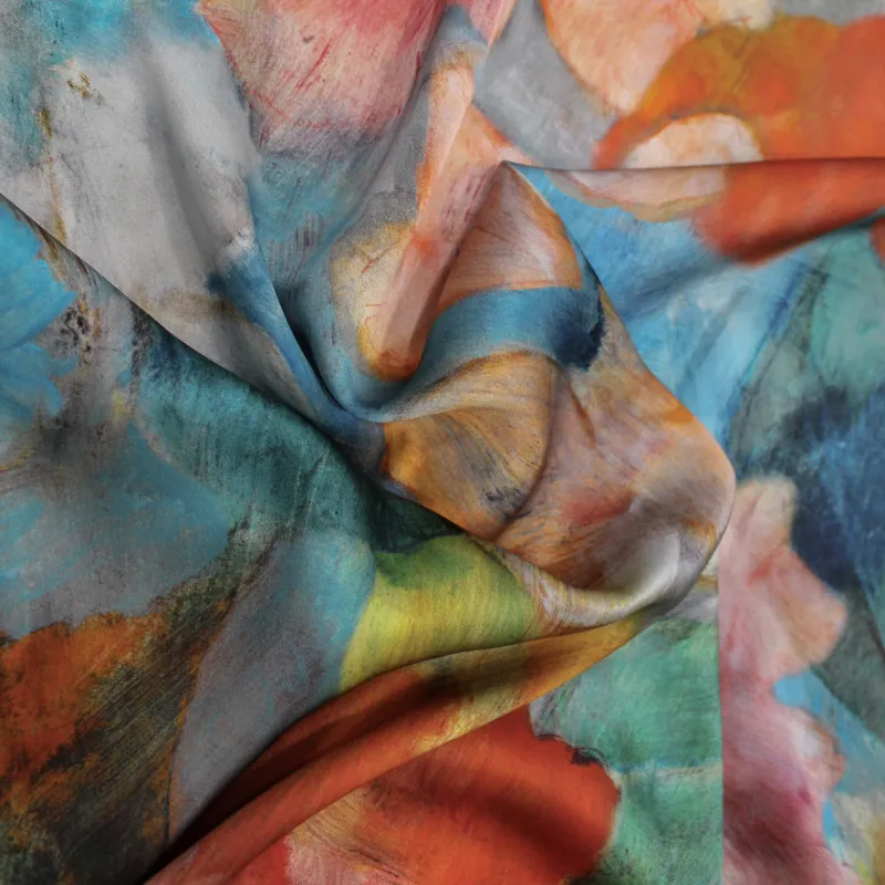 Tessuto seta fantasia floreale multicolor - Tessuti Pregiati