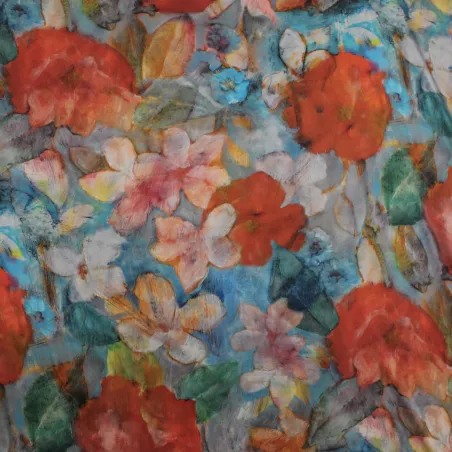 Tessuto seta fantasia floreale multicolor - Tessuti Pregiati