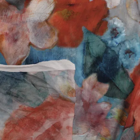 Tessuto seta fantasia floreale multicolor - Tessuti Pregiati