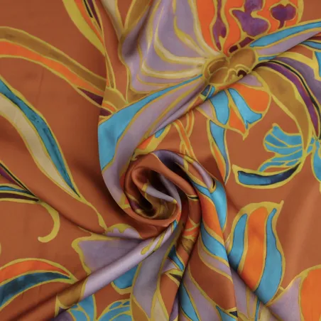 Pura seta italiana fantasia floreale multicolor | IL TESSUTAIO