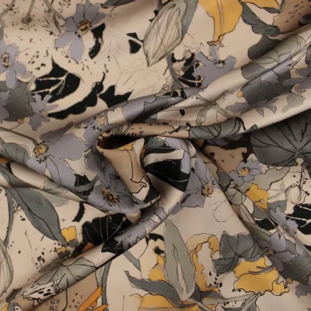 Tessuto floreale in pura seta italiana - Tessuti camicia donna