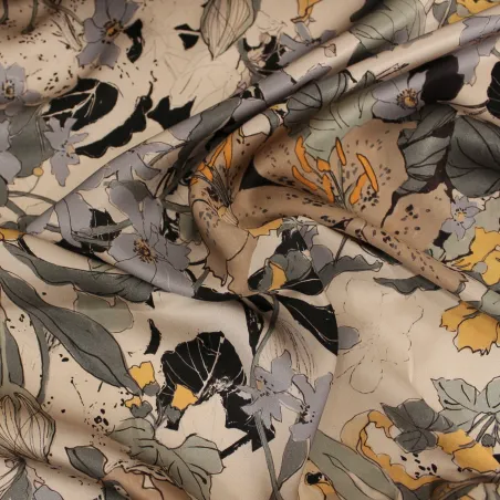 Tessuto floreale in pura seta italiana - Tessuti camicia donna