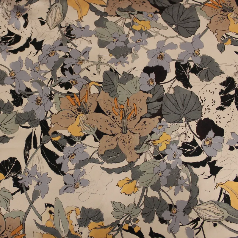 Tessuto floreale in pura seta italiana - Tessuti camicia donna