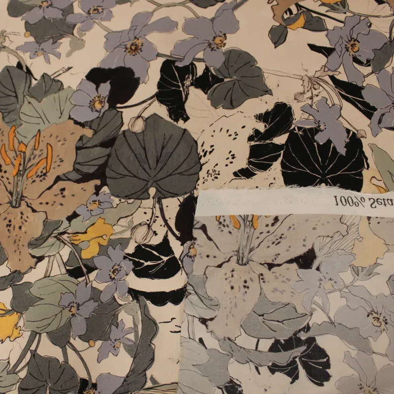 Tessuto floreale in pura seta italiana - Tessuti camicia donna