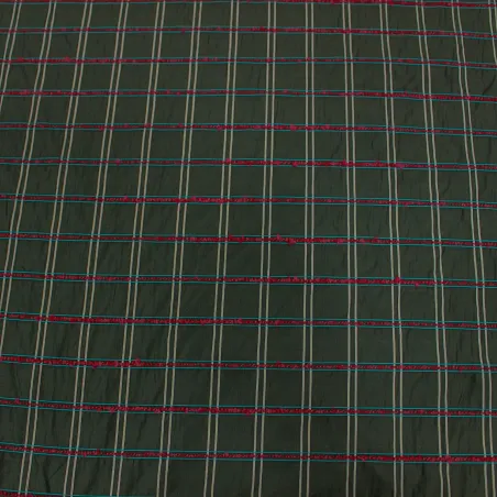 Jacquard scozzese verde con boucle fucsia | IL TESSUTAIO TESSUTI