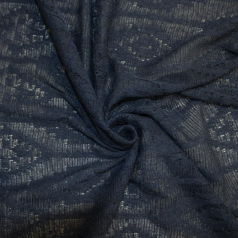 Tessuto a maglia elasticizzata  semi trasparente blu| IL TESSUTAIO