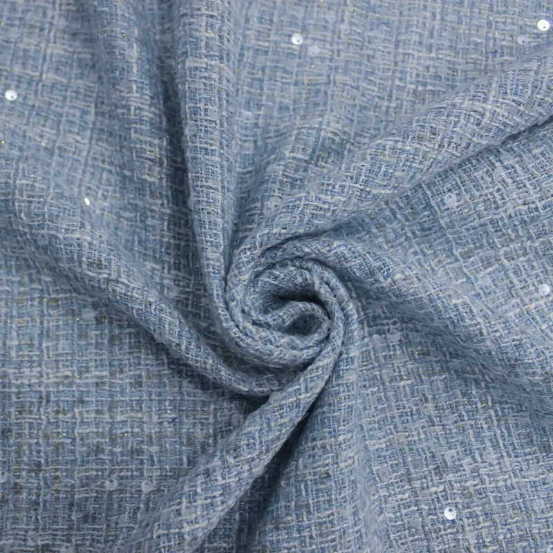 Tessuto chanel celeste con pailettes | Tessuti per tailleur