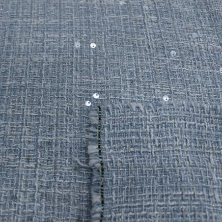 Tessuto chanel celeste con pailettes | Tessuti per tailleur