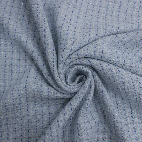 Tessuto Chanel Celeste Made in Italy | Tweed Elegante per Moda Donna