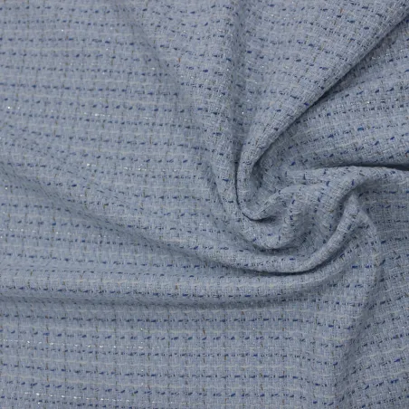 Tessuto Chanel Celeste Made in Italy | Tweed Elegante per Moda Donna