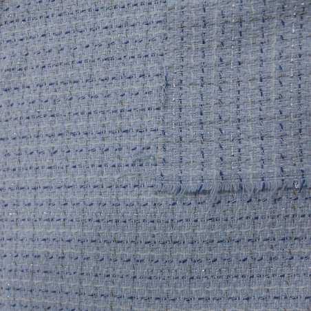 Tessuto Chanel Celeste Made in Italy | Tweed Elegante per Moda Donna