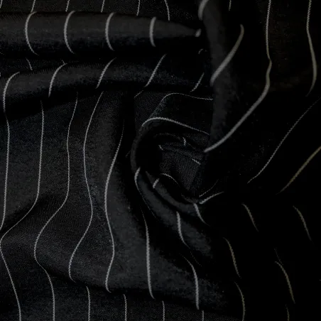 Tessuto gessato bianco e nero in viscosa | Abbigliamento sartoriale