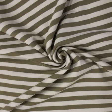 Tessuto felpa rigata bianca con righe verdi | Tessuti Naturali