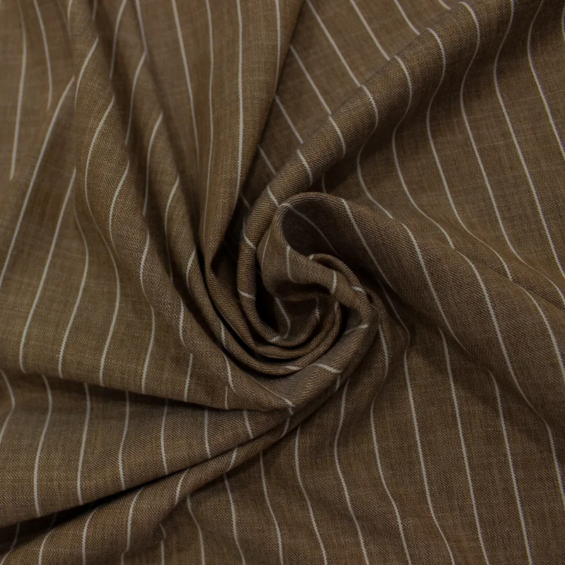 Tessuto gessato cammello in poliviscosa | Tessuti sartoriali