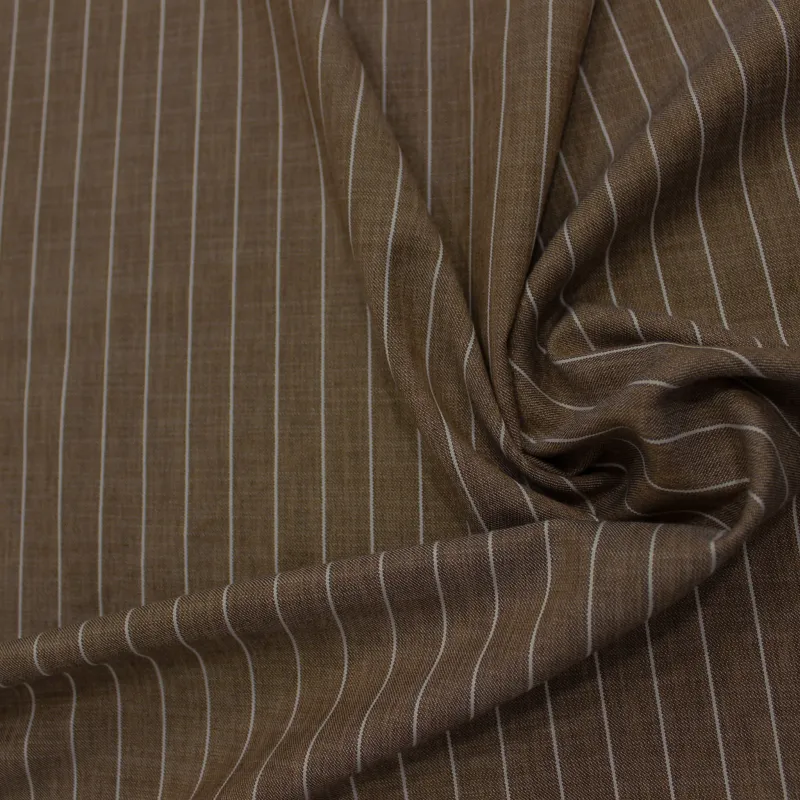 Tessuto gessato cammello in poliviscosa | Tessuti sartoriali