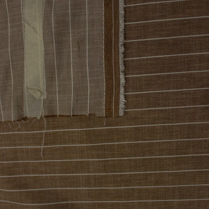 Tessuto gessato cammello in poliviscosa | Tessuti sartoriali