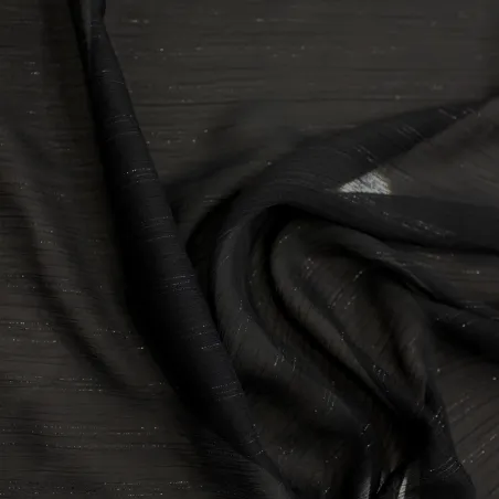 Tessuto Chiffon Rigato Lurex Nero | Leggerezza e Brillantezza per Abiti