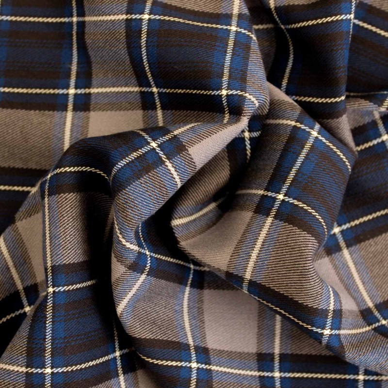 Tessuto Scozzese grigio blu- Iltessutaio.it