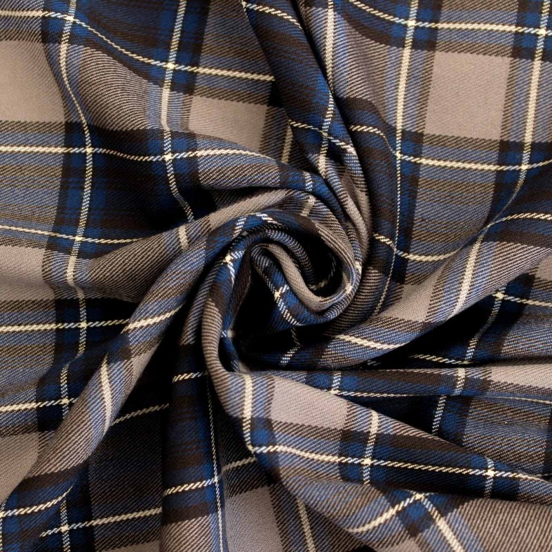 Tessuto Scozzese grigio blu- Iltessutaio.it