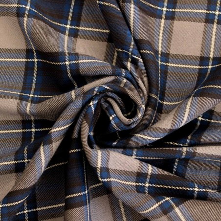 Tessuto Scozzese grigio blu- Iltessutaio.it
