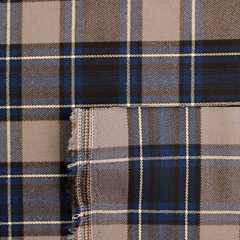 Tessuto Scozzese grigio blu- Iltessutaio.it
