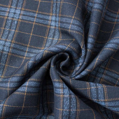 Tessuto Scozzese - Blu Celeste Marrone | tessuti pregiati | iltessutaio.it