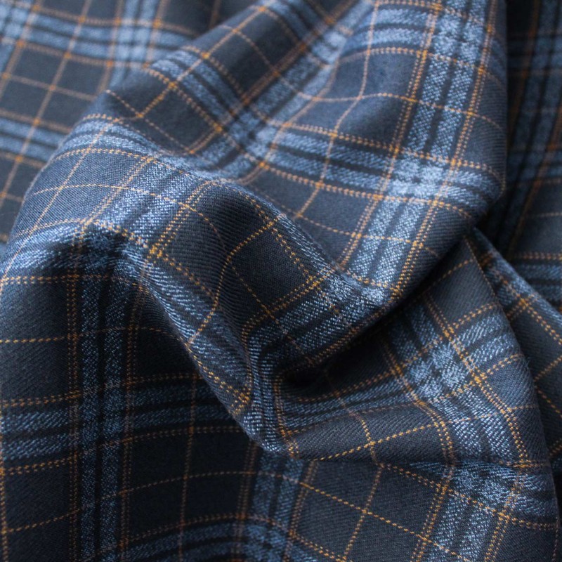 Tessuto Scozzese - Blu Celeste Marrone | tessuti pregiati | iltessutaio.it