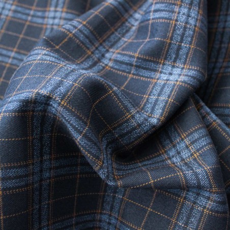 Tessuto Scozzese - Blu Celeste Marrone | tessuti pregiati | iltessutaio.it