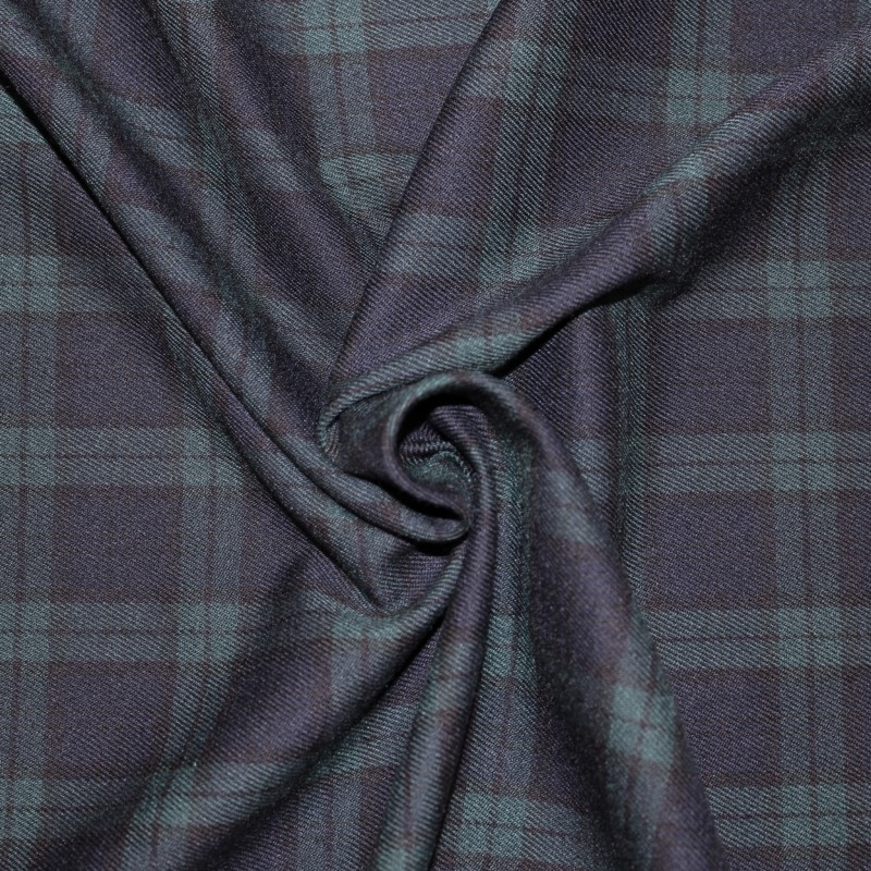 Tessuto scozzese blu-verde in poliviscosa – Quadri 5,5 cm per moda autunno/inverno