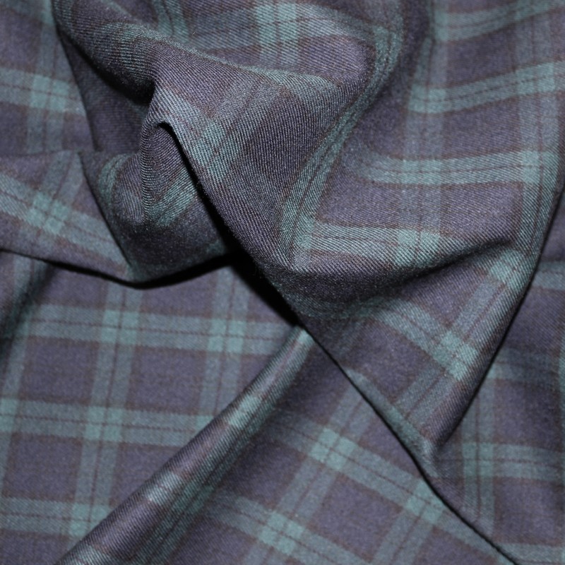 Tessuto scozzese blu-verde in poliviscosa – Quadri 5,5 cm per moda autunno/inverno