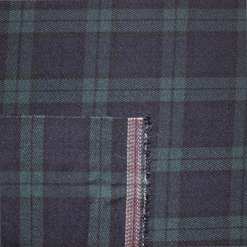 Tessuto scozzese blu-verde in poliviscosa – Quadri 5,5 cm per moda autunno/inverno