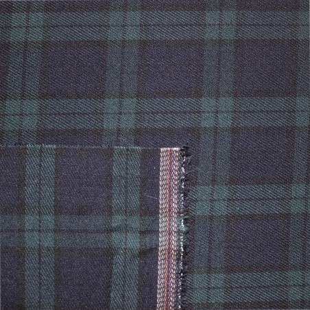Tessuto scozzese blu-verde in poliviscosa – Quadri 5,5 cm per moda autunno/inverno