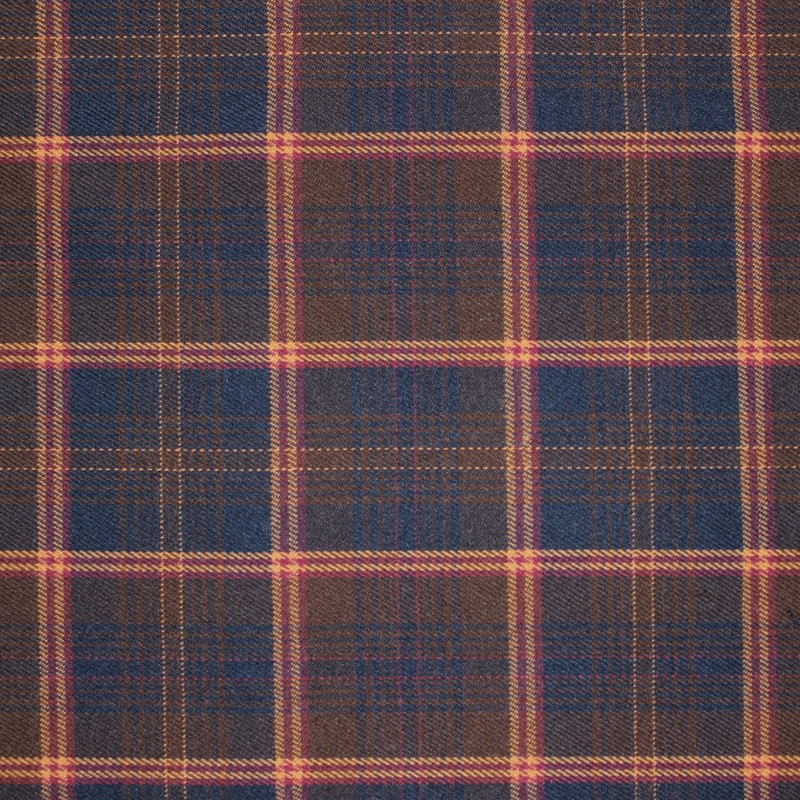 Tessuto Scozzese Moro e Blu – Fantasia Tartan Bordeaux e Ocra