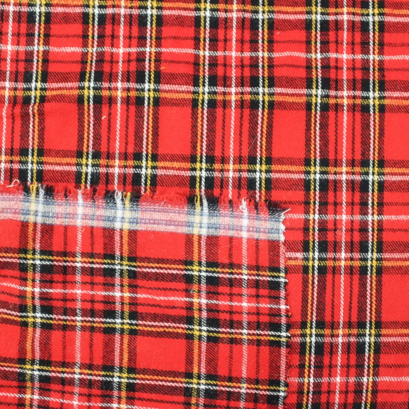 Tessuto flanella cotone scozzese rosso caldo e morbido | Natale