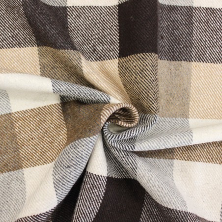 Tessuto misto lana quadri beige panna grigio nero Made in Italy