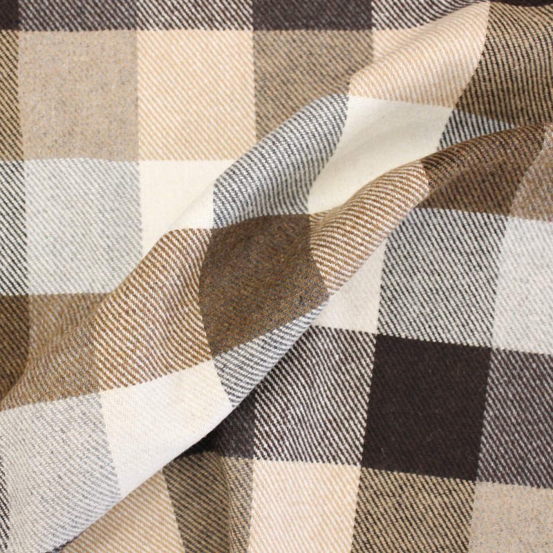 Tessuto misto lana quadri beige panna grigio nero Made in Italy