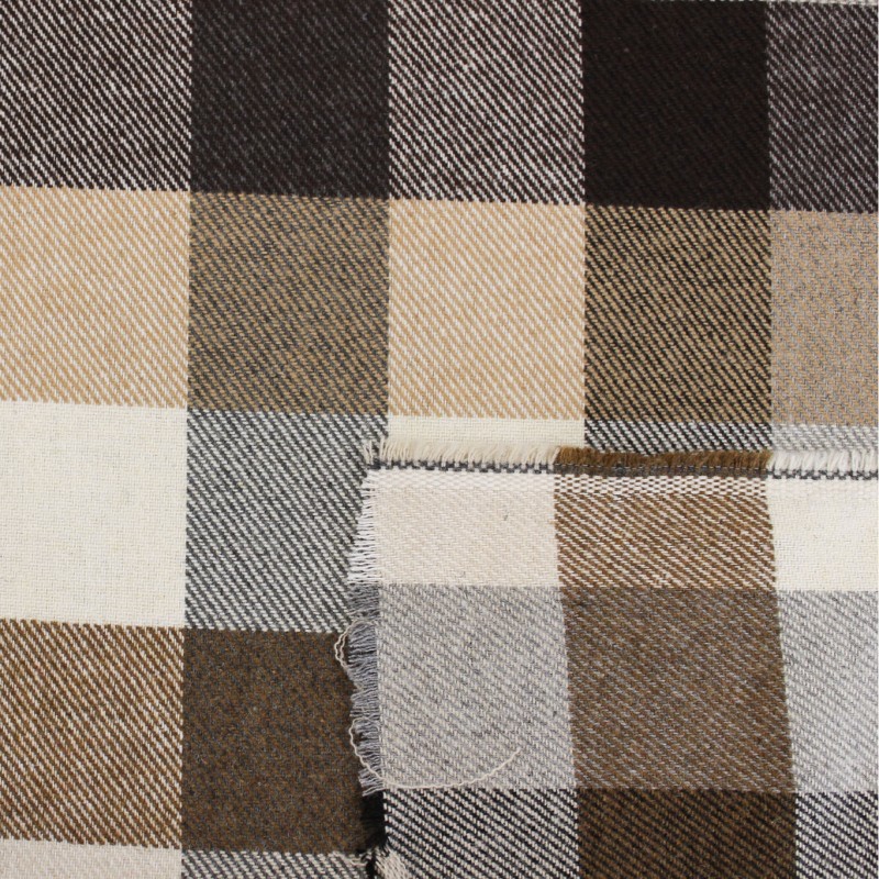 Tessuto misto lana quadri beige panna grigio nero Made in Italy