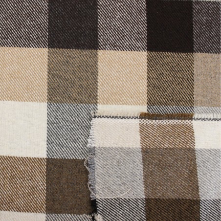 Tessuto misto lana quadri beige panna grigio nero Made in Italy