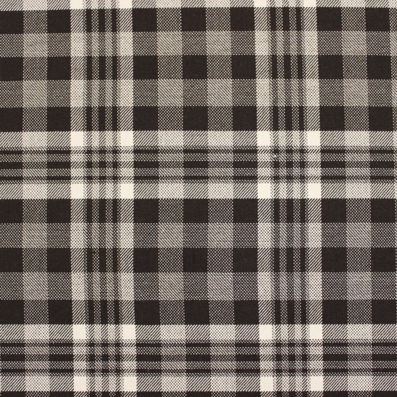 Tessuto quadri marrone panna in poliviscosa ed elastan| Tessuti Casual