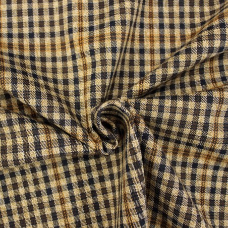Tessuto Vichy scozzese beige quadri marrone blu arancio|Tessuti casual