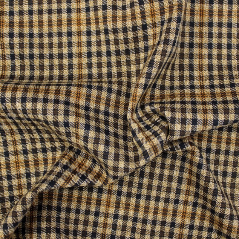 Tessuto Vichy scozzese beige quadri marrone blu arancio|Tessuti casual