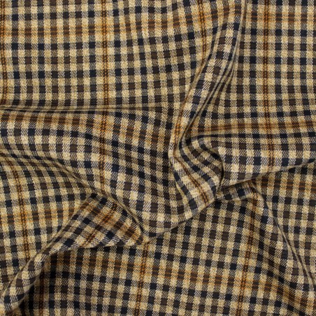 Tessuto Vichy scozzese beige quadri marrone blu arancio|Tessuti casual