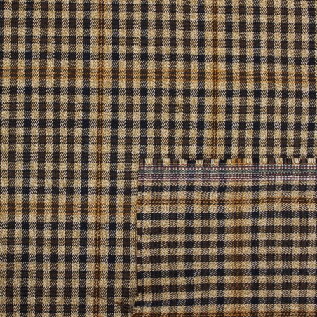 Tessuto Vichy scozzese beige quadri marrone blu arancio|Tessuti casual