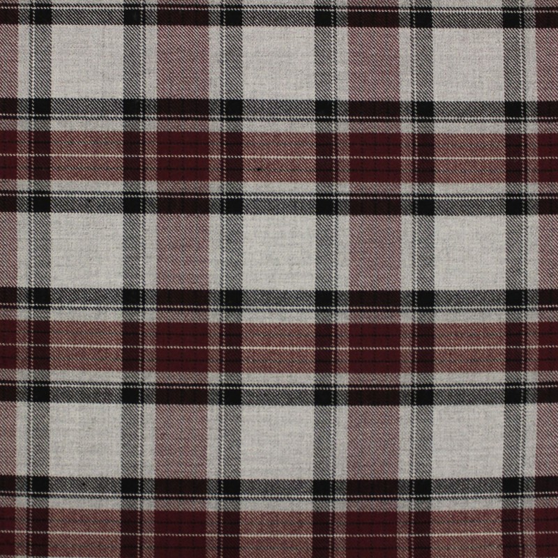 Tessuto scozzese poliviscosa grigio bordeaux nero | Tessuti casual