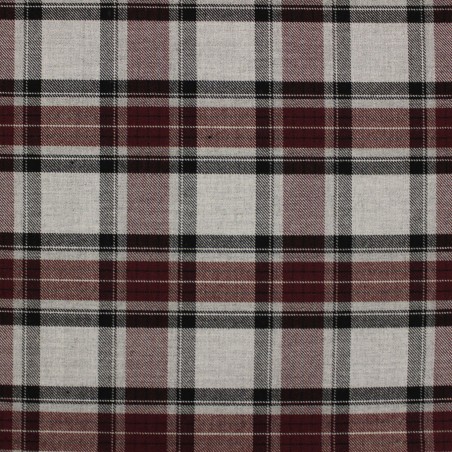 Tessuto scozzese poliviscosa grigio bordeaux nero | Tessuti casual
