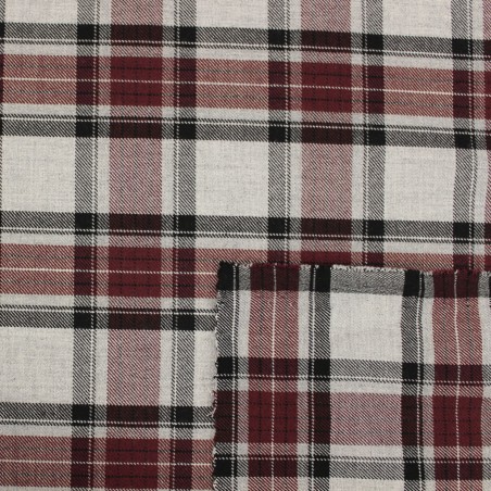 Tessuto scozzese poliviscosa grigio bordeaux nero | Tessuti casual